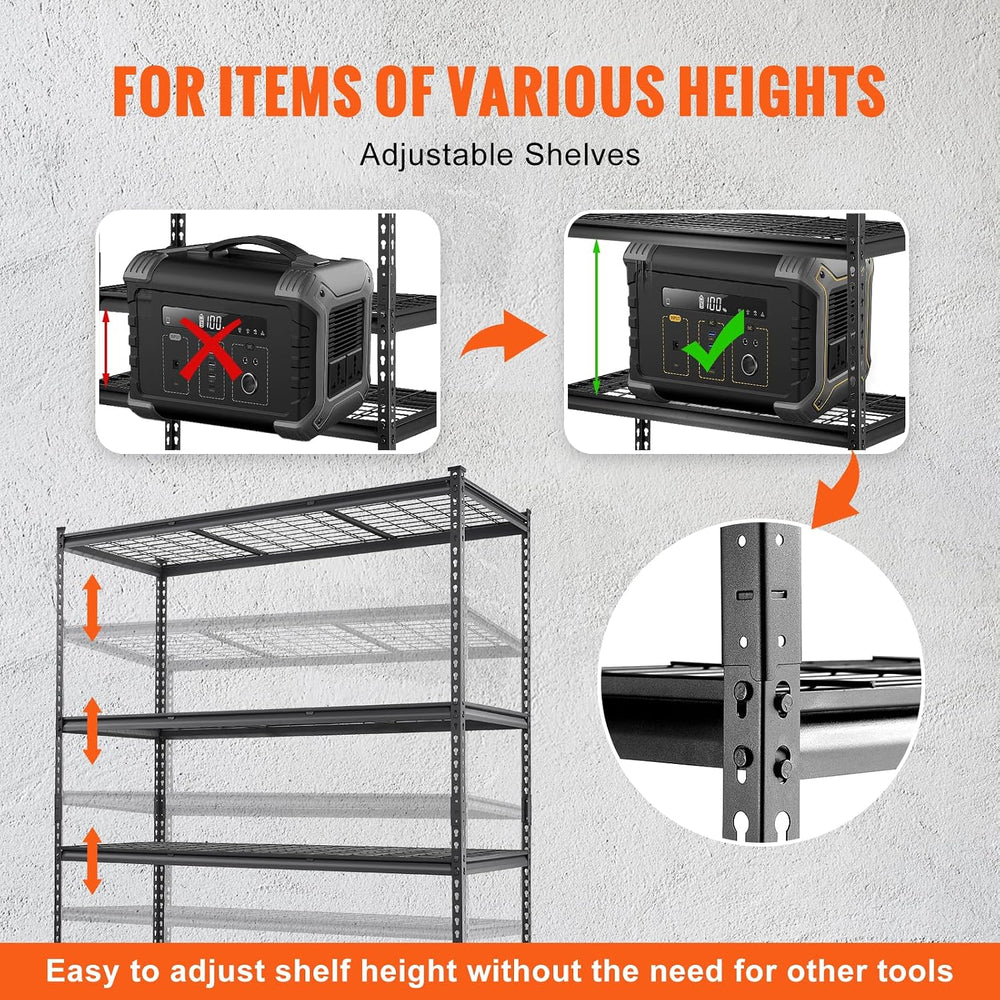 VEVOR Storage Shelving Unit 5-Tier Adjustable 2000 lbs Capacity 60"x24&q...