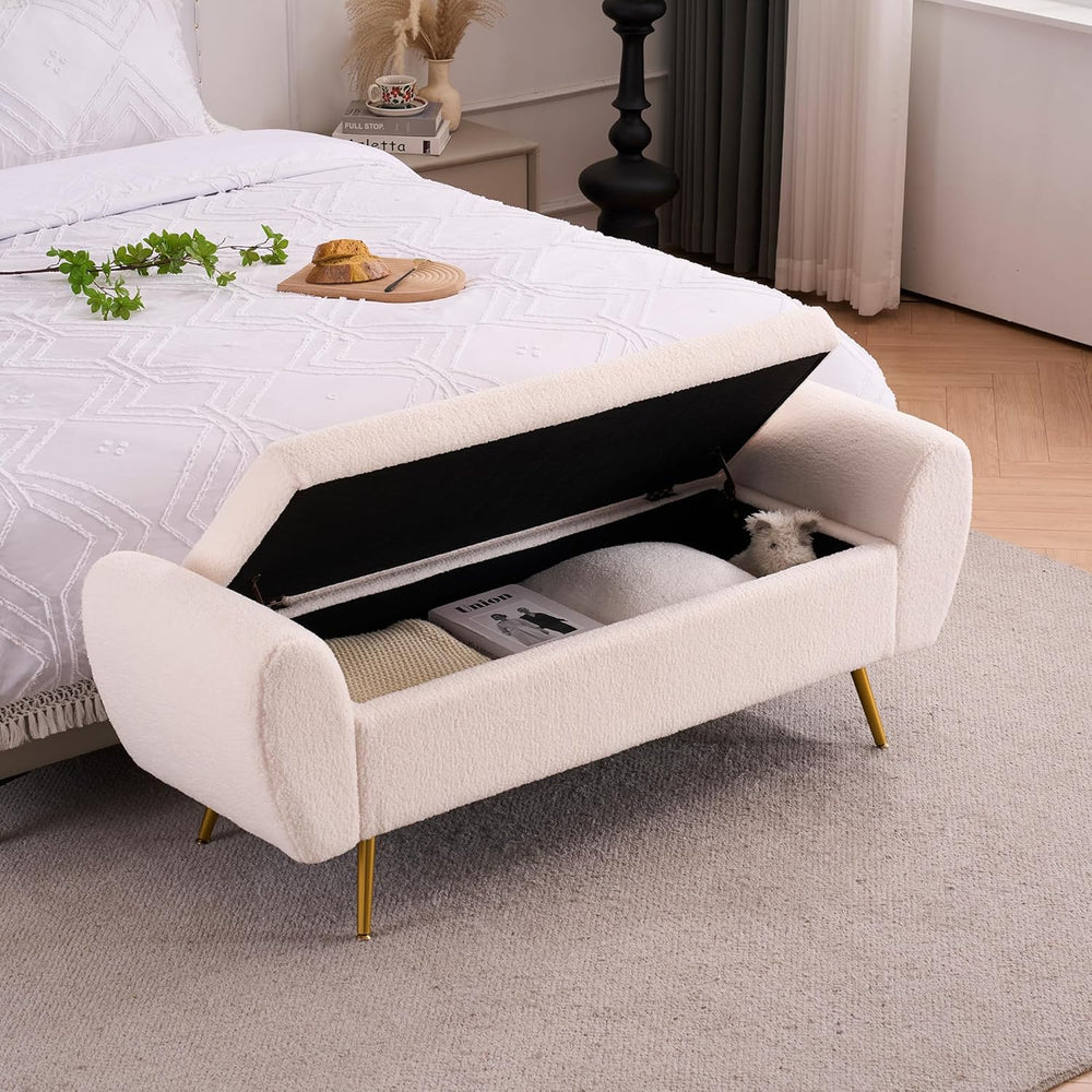 Storage Bench for Bedroom, 55" Extra Long Bench for King Size Bed, Moder...