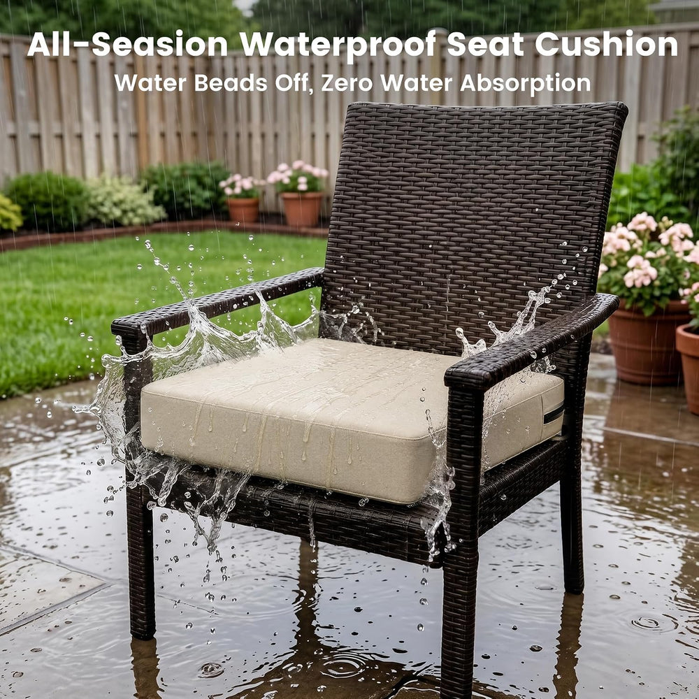 Favoyard 2-Pack Waterproof Outdoor Seat Cushions, 19" x 19", Beige