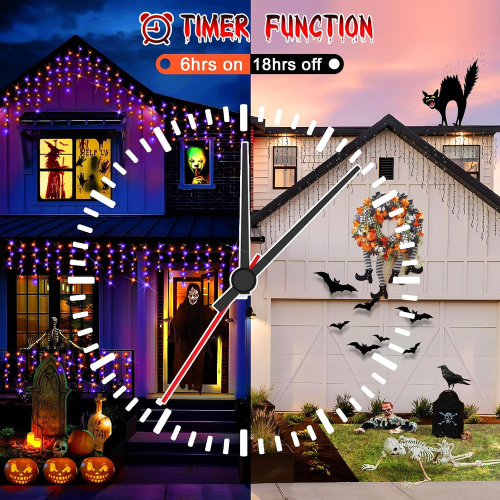 Hezbjiti 33FT 400 LED Orange Purple Halloween Lights Outdoor Decorations