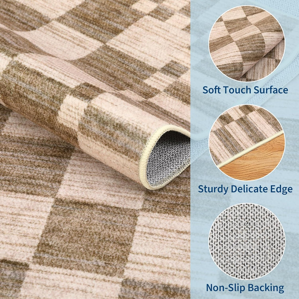 GarveeHome 9x12 Area Rugs for Living Room Washable Checkered Rug Bedroom
