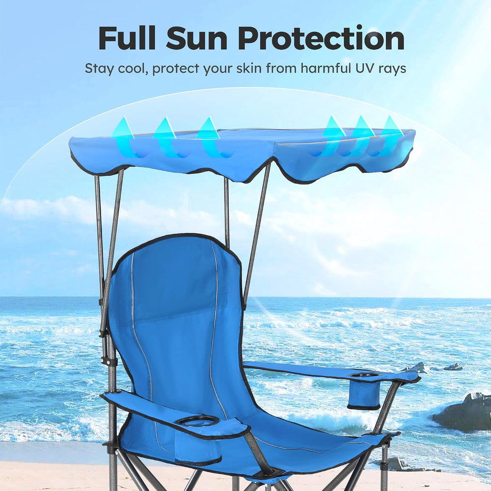 ALPHA CAMP Heavy Duty Canopy Camping Chairs with Adjustable Sunshade