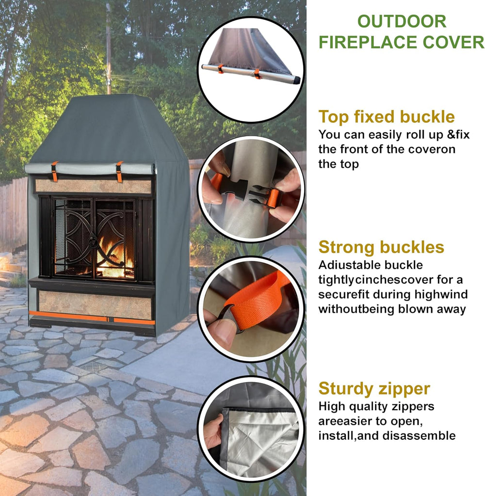 Outdoor Fireplace Cover, Heavy Duty Waterproof Oxford Fabric for Protecting O...