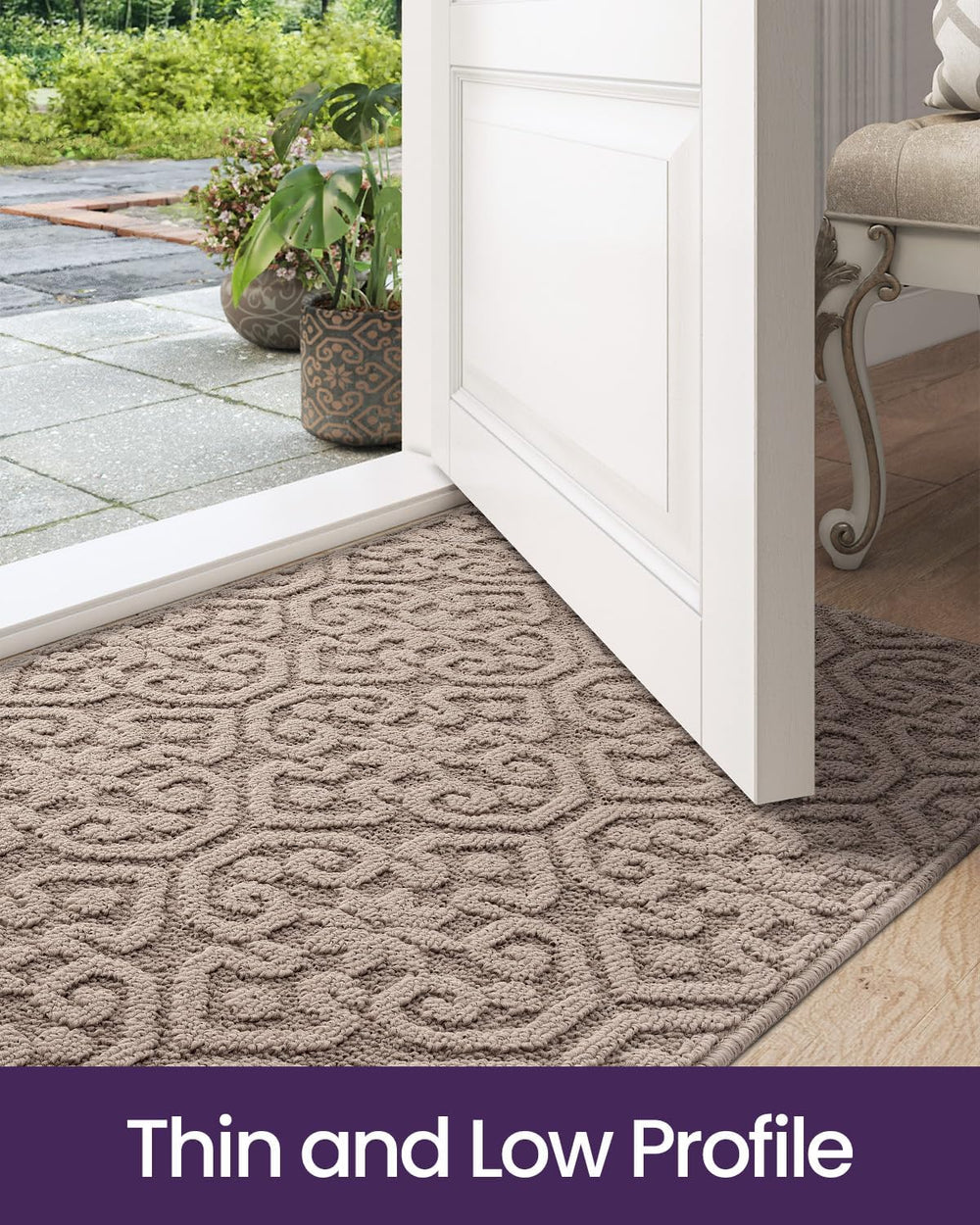 DEXI Front Door Mat Indoor Entrance, 24x36 Entryway Doormat, Beige