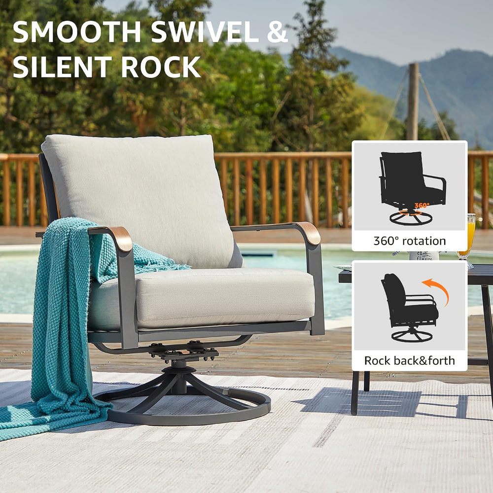 NATURAL EXPRESSIONS Patio Swivel Chairs Set of 2,Outdoor Rocker Chairs Set wi...
