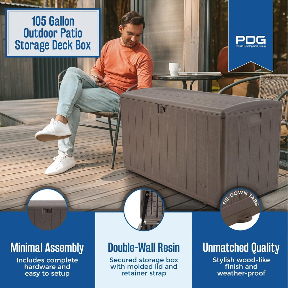 Plastic Development Group Outdoor Storage Deck Box, Standard Close, 105 Gallo...