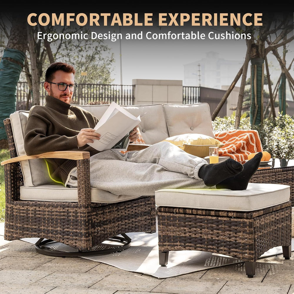 MEISSALIVVE 7 Pieces Patio Furniture Sets, PE Wicker Outdoor Conversation Set...