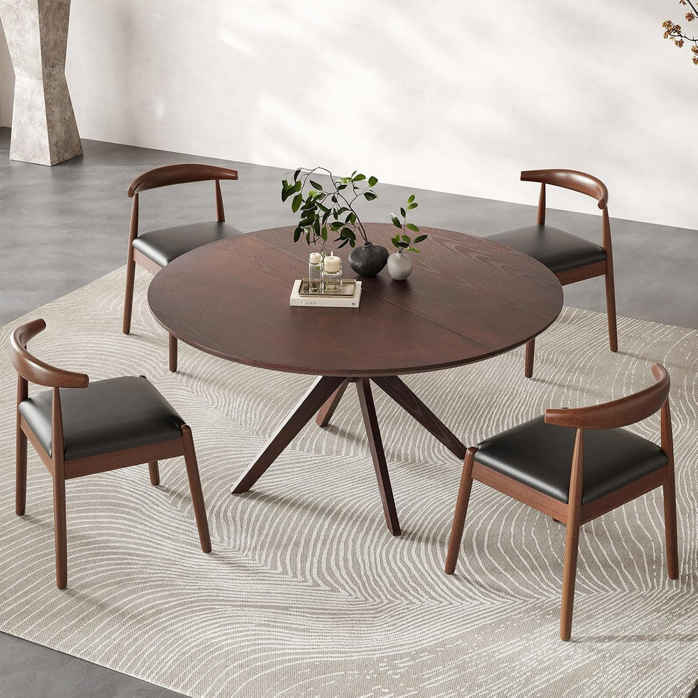 Soohow 47.2" Solid Wood Round Dining Table for 4-6 People with Intersect...