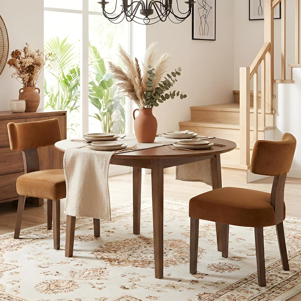 HNY Mid Century Modern Dining Chairs, Velvet Fabric Farmhouse Upholstered and...