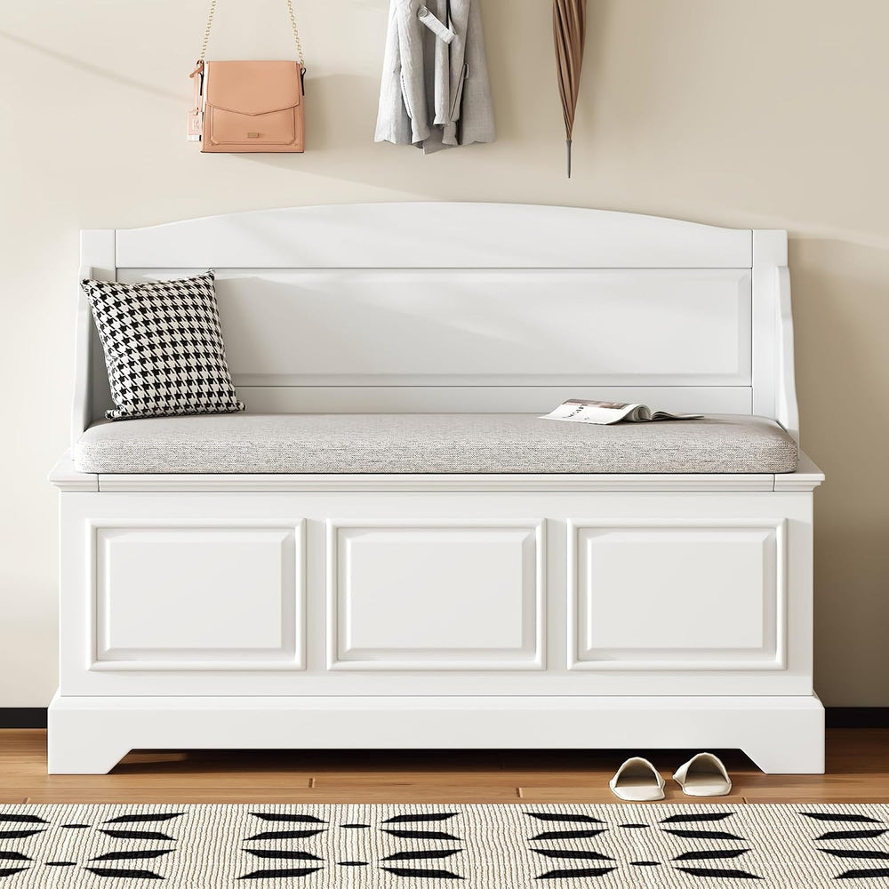 LUMISOL Shoe Storage Bench with Seating, 41.7” Farmhouse Entryway Bench with ...