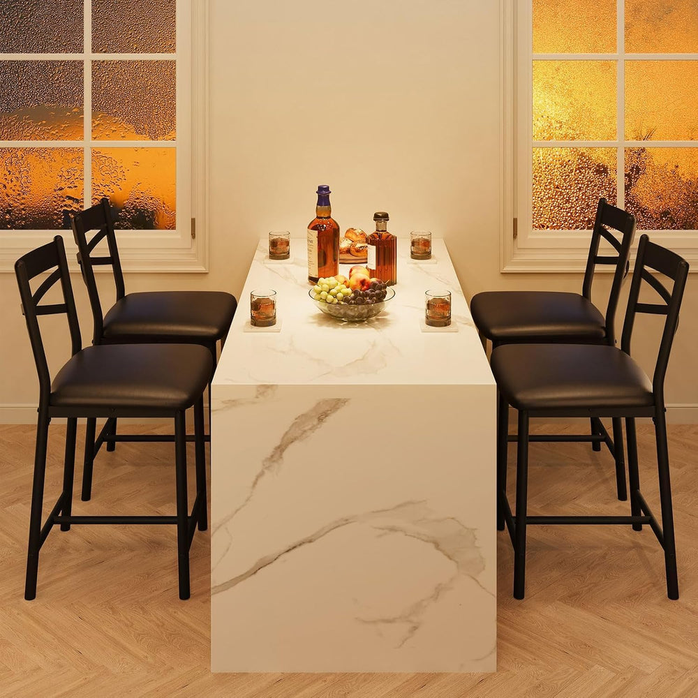 Garvee 26'' Bar Stools Set of 4, Counter Stools with Back & Thick...