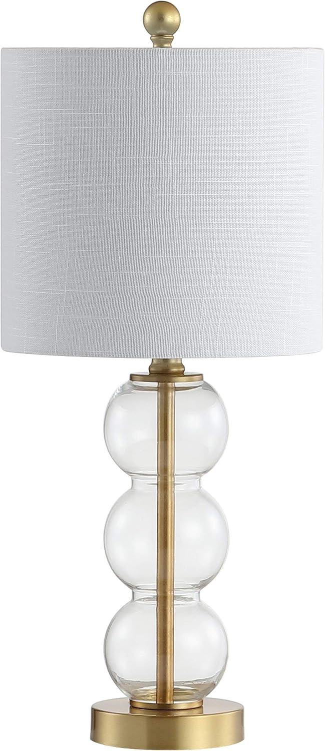 JONATHAN Y February 21" Stacked Sphere Table Lamp, Clear/Brass Gold