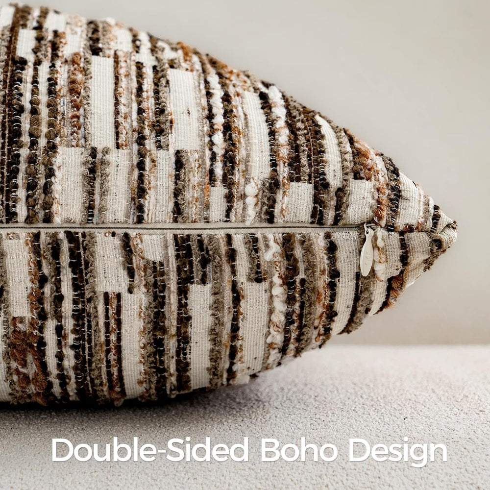 Boho Striped Decorative Throw Pillow Covers 26"X26" Set of 2,Dark B...