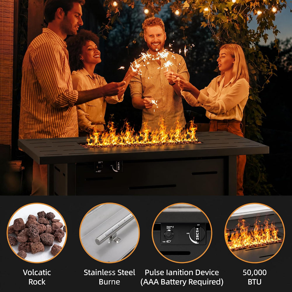 43 Inch Propane Fire Pit Table for Patio & Backyard, 50,000 BTU Steel Gas...