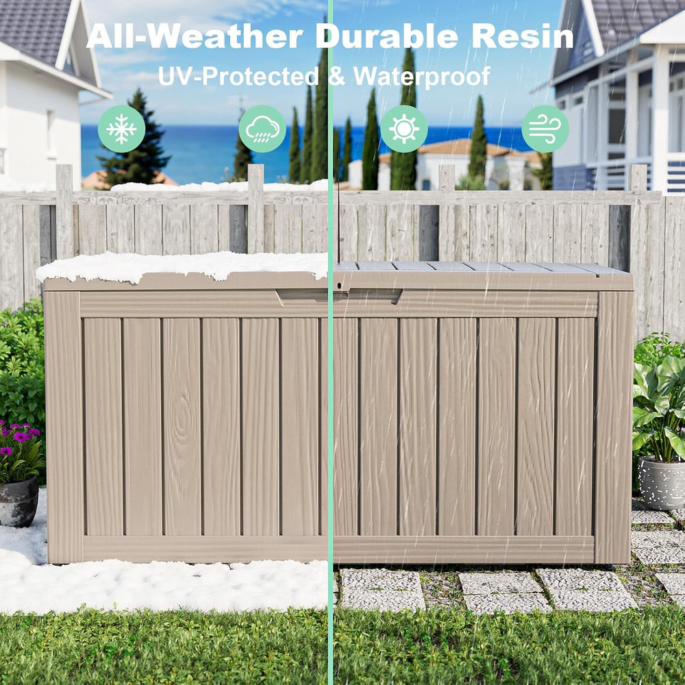 PatioZen 75 Gallon Outdoor Deck Box,Waterproof Resin Outdoor Storage Boxes, O...