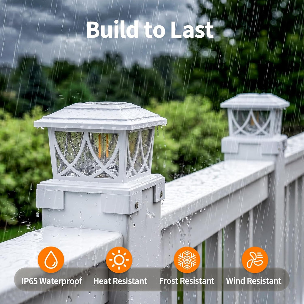 JOFIOS Solar Post Lights Outdoor 2pack, Adjustable Base Fits 3.5"–6&quot...
