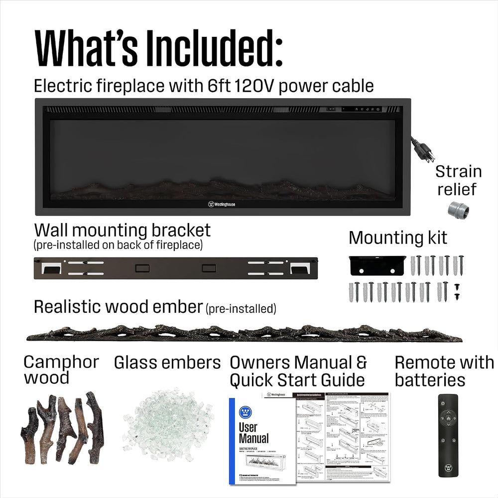 Westinghouse 50 Inch Electric Fireplace Heater, Compatible with Alexa & G...