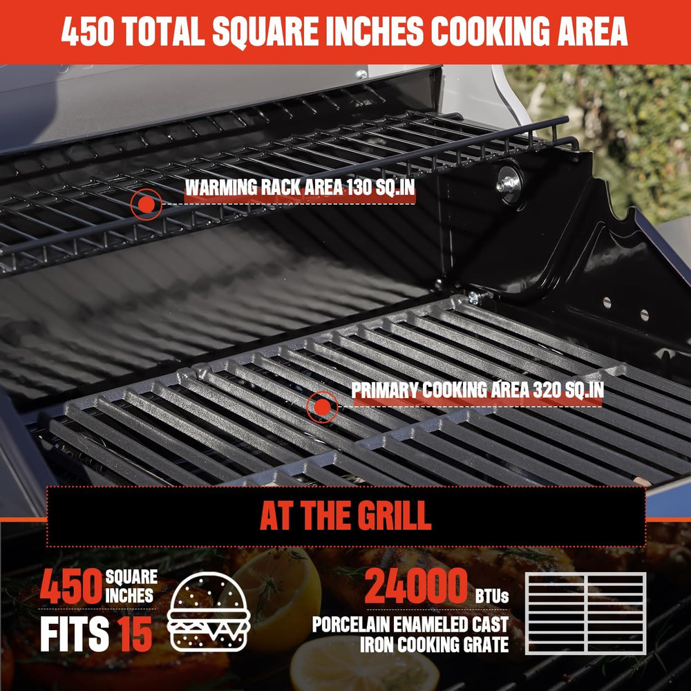 Monument Grills 2-Burner Stainless Steel Liquid Propane Gas Grill, Two Foldab...