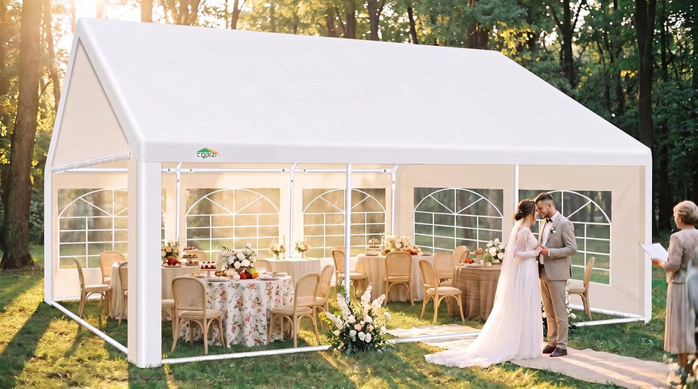 COBIZI 20x20 Outdoor Party Tent Heavy Duty Waterproof Canopy Shelter with 6 S...