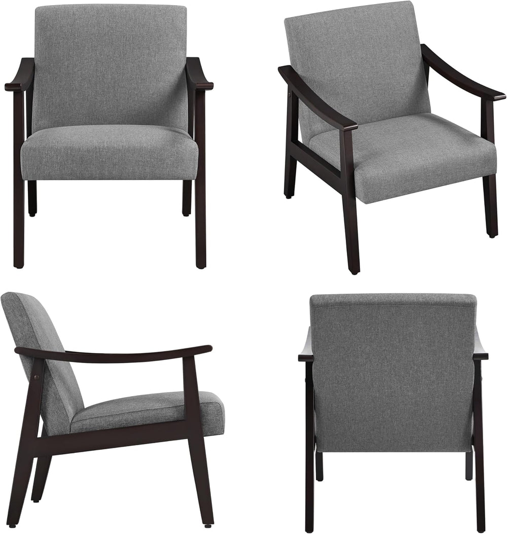 Yaheetech Accent Chair, Mid-Century Linen Fabric Armchair, Dark Gray
