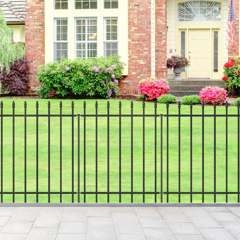 Decorative Metal Garden Fence 30" x 16', Outdoor Fence Border with S...