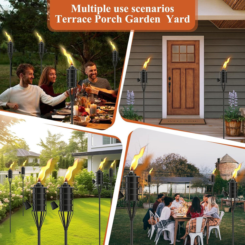 Upgraded Citronella Garden Torch Set of 6, Large Capacity 16oz Metal Torch fo...