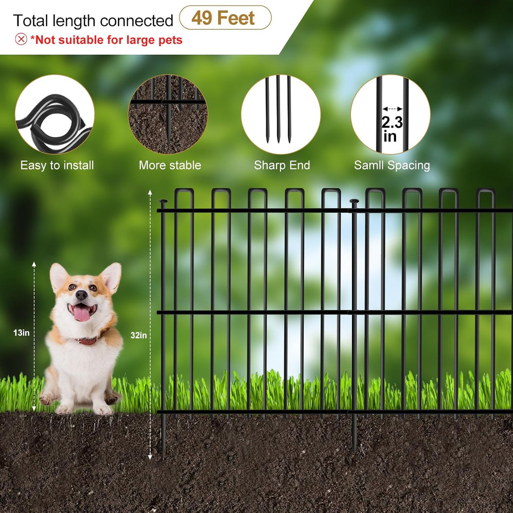 25 Panels No Dig Animal Barrier Fence, 32in(H) x 49ft(L) Garden Edging Border...