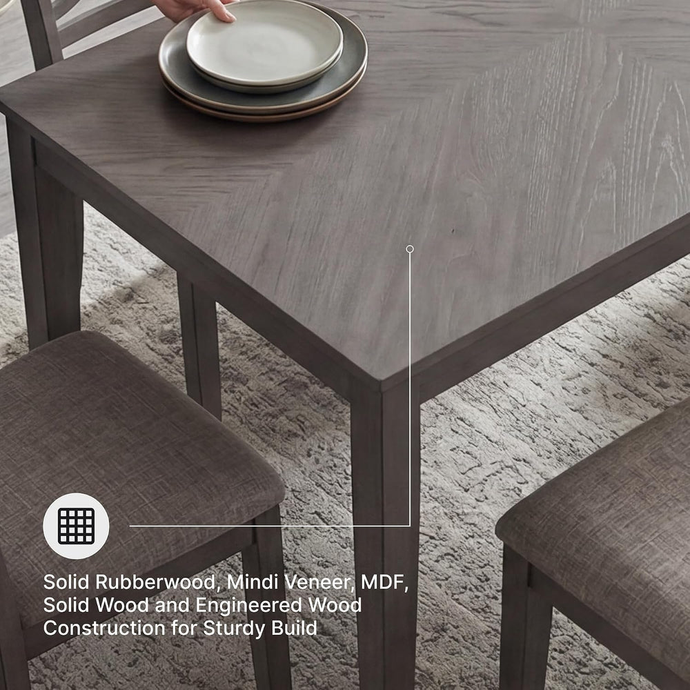 Signature Design by Ashley 6-Piece Wood Dining Table Set with Bench, Gray