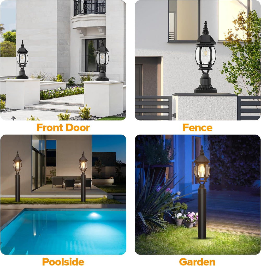 LUTEC Solar Post Light With Pier Mount Base, Dusk to Dawn Aluminium Lamp, Ext...
