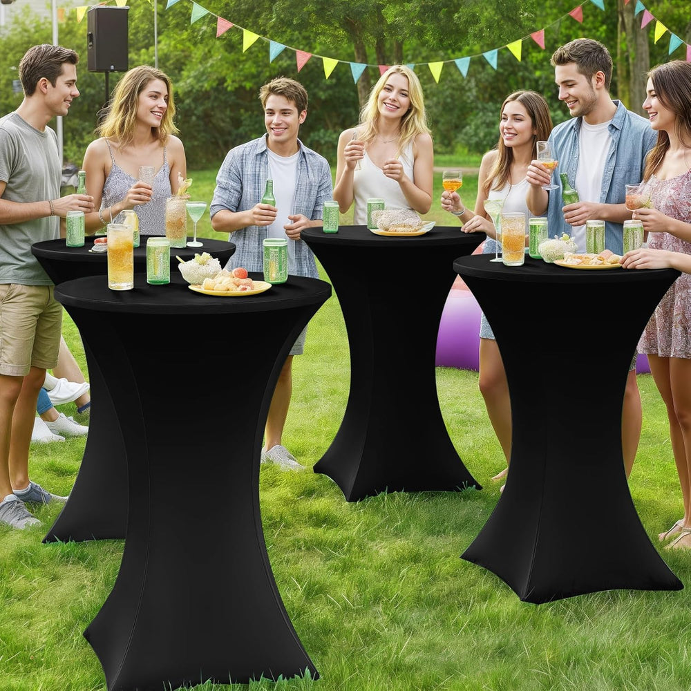 Moosfor Spandex Cocktail Table Covers 4 Pack, Elastic Fitted Stretch Table Cl...