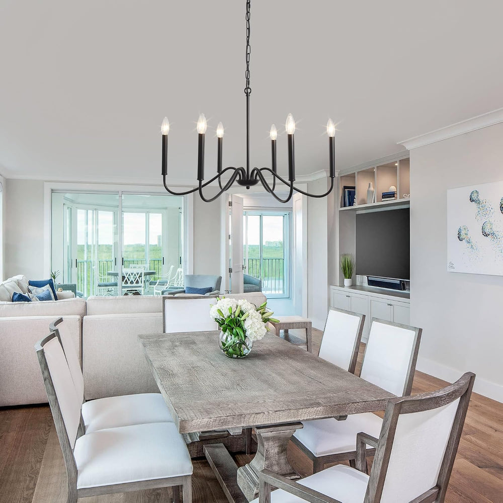 Black Chandelier- Modern Farmhouse Chandelier Dining Room Light Fixture