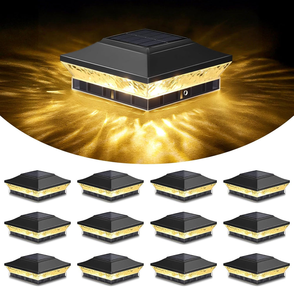 Brightever 4x4 3.5x3.5 Solar Post Cap Lights 12-Pack Black