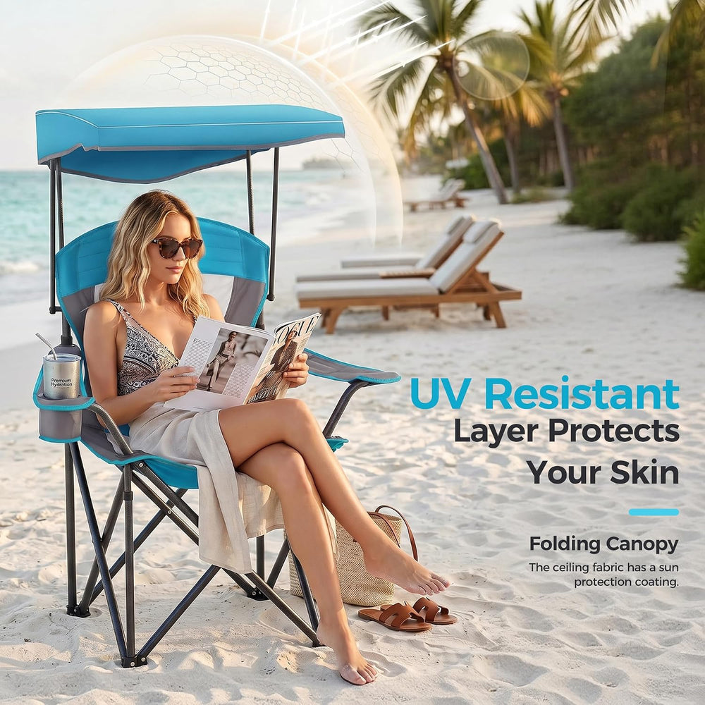 ALPHA CAMP Heavy Duty Canopy Camping Chairs with Adjustable Sunshade