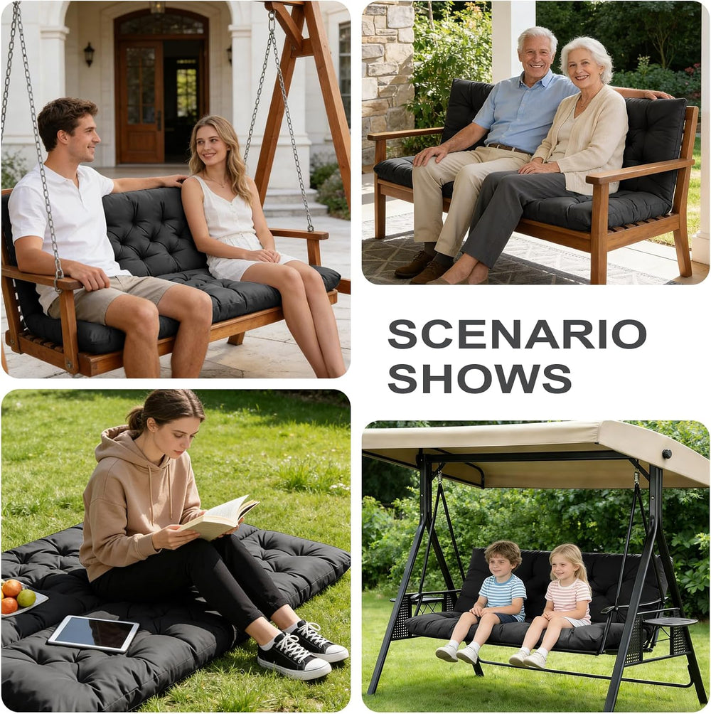 Porch Swing Cushions,Outdoor Cushions 3 Seater Replacement with Backrest, Wat...