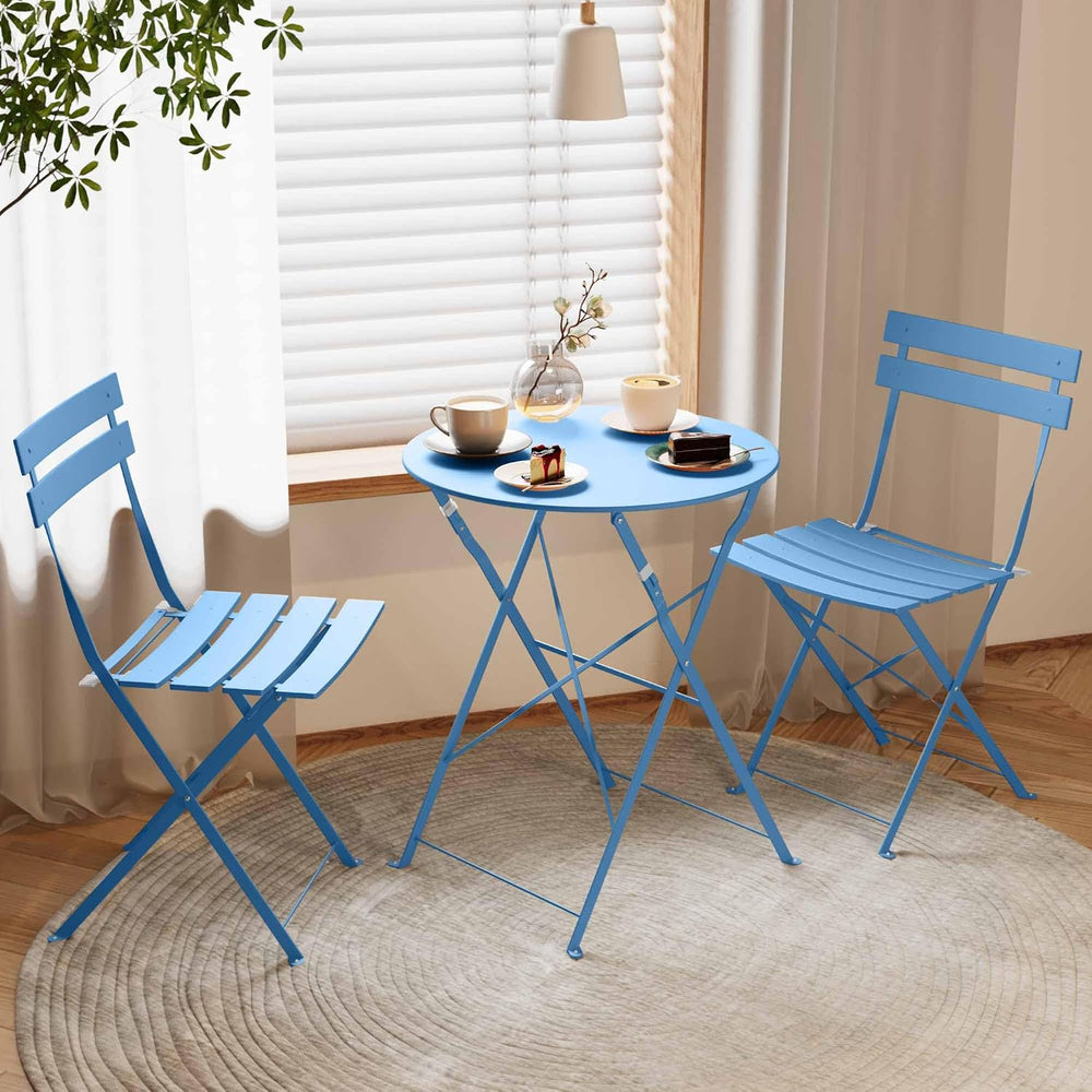 LAUSAINT HOME 3-Piece Steel Folding Bistro Set, Premium Weather-Resistant Pat...