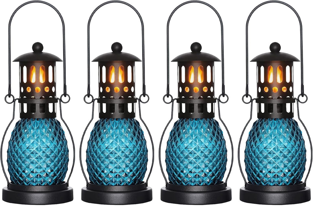4 Pack Citronella Torches for Outside 12.5 oz Glass Table Top Torches(Blue)