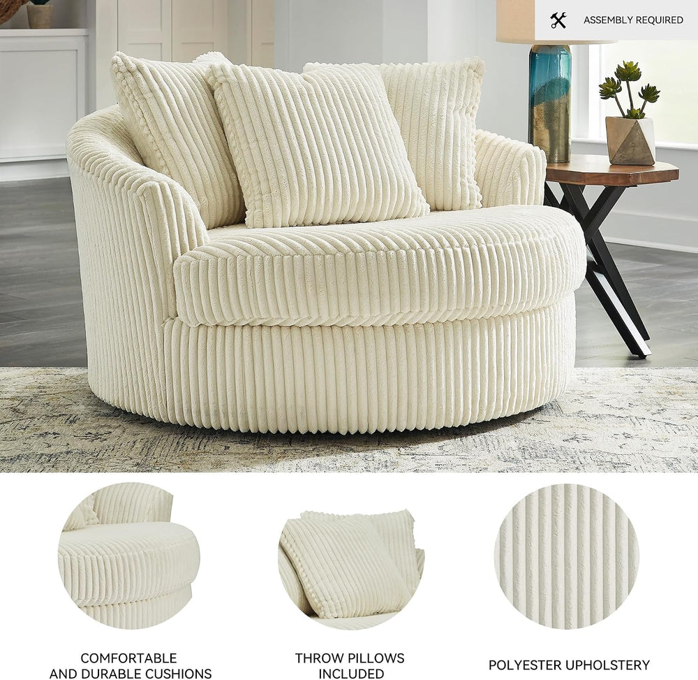 Signature Design by Ashley Lindyn White Oversized Swivel Accent Chair