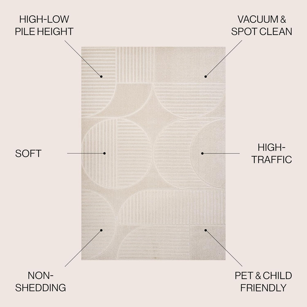 JONATHAN Y Nordby High-Low Arch Striped Ivory/Cream Indoor/Outdoor Area Rug, ...