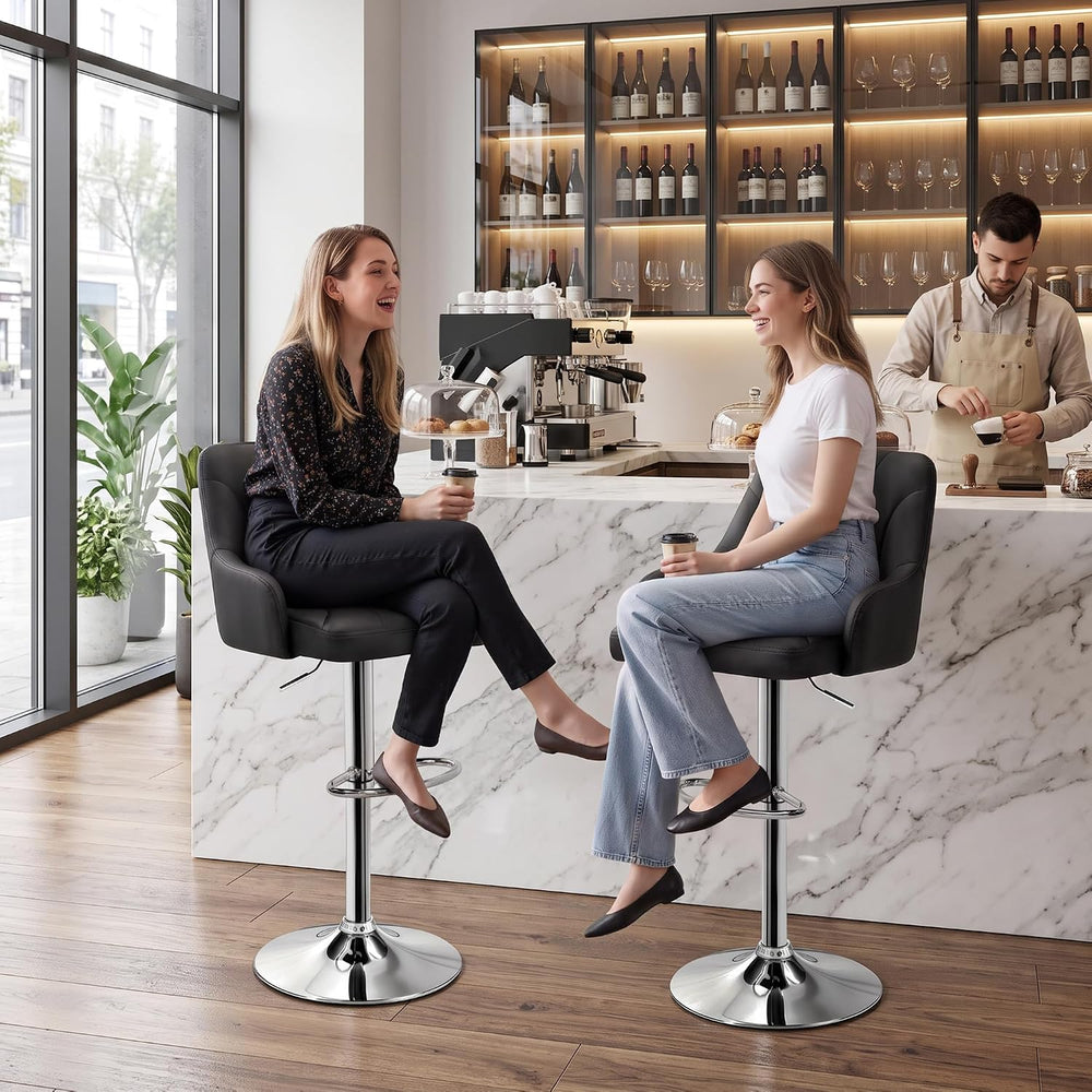 VECELO Bar Stools Set of 2, Adjustable Barstools, Counter Height Stools with ...