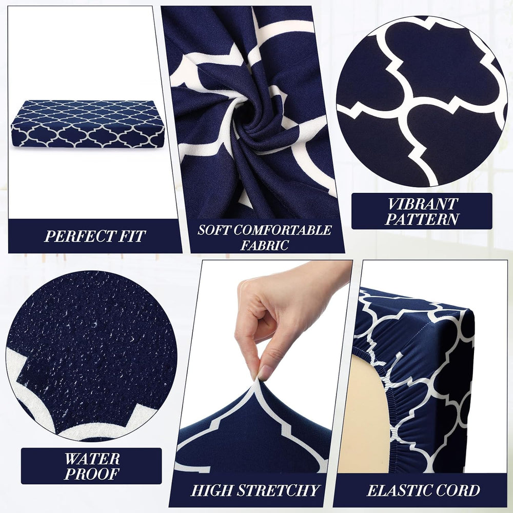 Newwiee 8 Pcs Outdoor Patio Cushion Covers,Stretch Waterproof Replacement Cov...