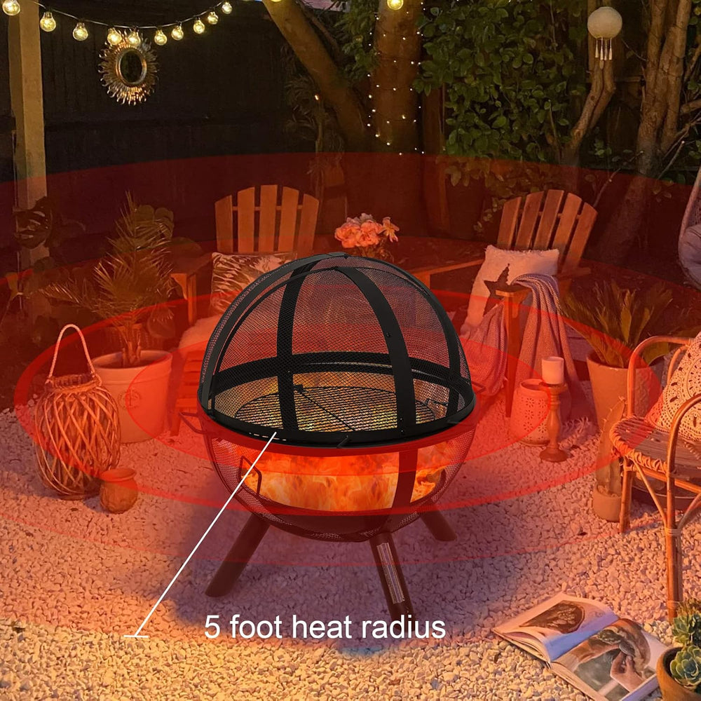 Ikuby Ball of Fire Pit fire Ball with BBQ Grill fire Globe Pit Large Round fi...