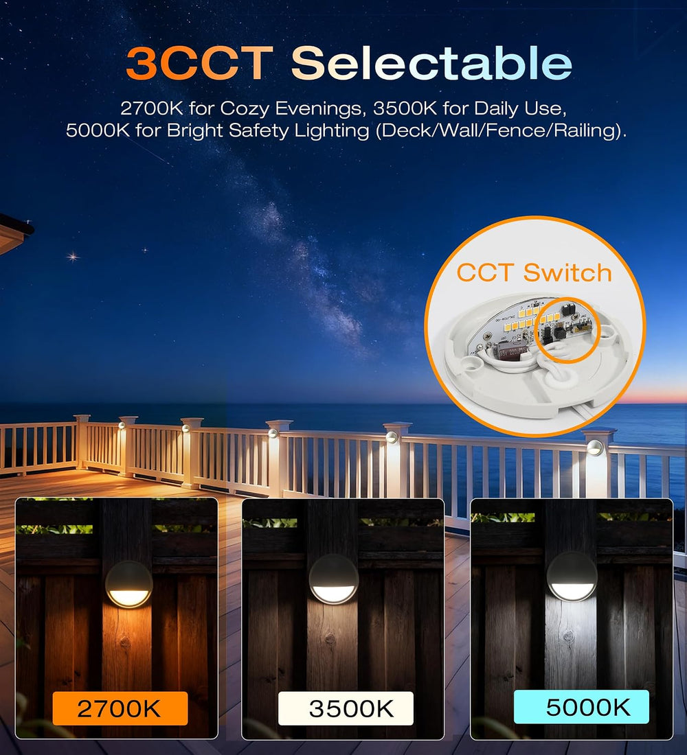 CLOUDY BAY [6 Pack] 3CCT Low Voltage LED Deck Lights Outdoor,2700K/3500K/5000...