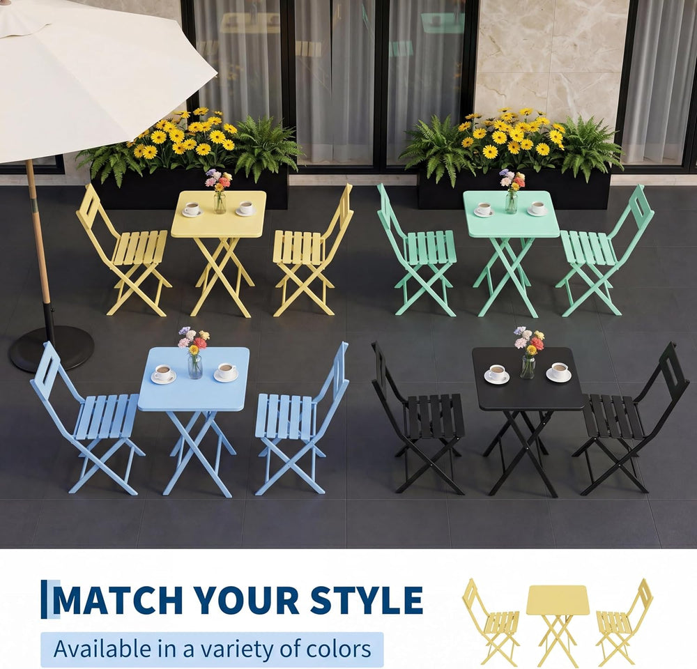 Garvee 3-Piece Bistro Set, Outdoor/Indoor Folding Patio Furniture Set,Space S...