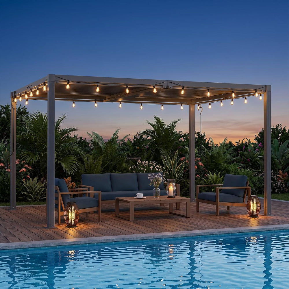 Louvered Pergola 10'x13' Outdoor Pergola with Roof, Heavy Duty Alumin...
