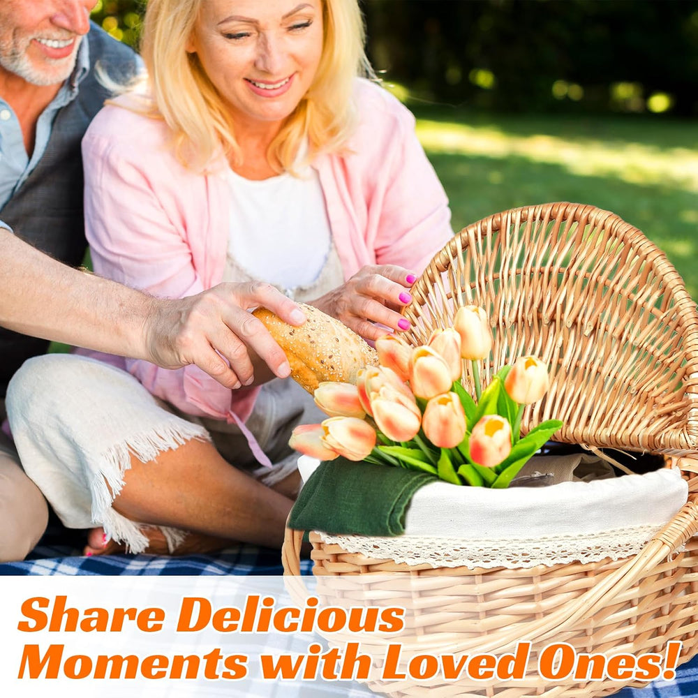 Hap Tim Wicker Picnic Basket for 2 with Lid - Unique Gifts Ideas for Couple, ...