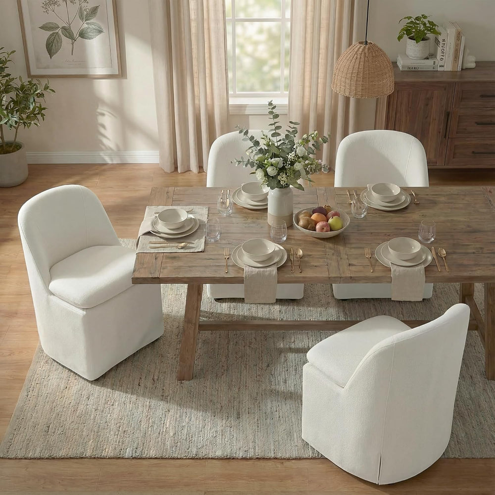 KISLOT Upholstered Dining Chairs with Casters, Washable Cover Modern Dining R...