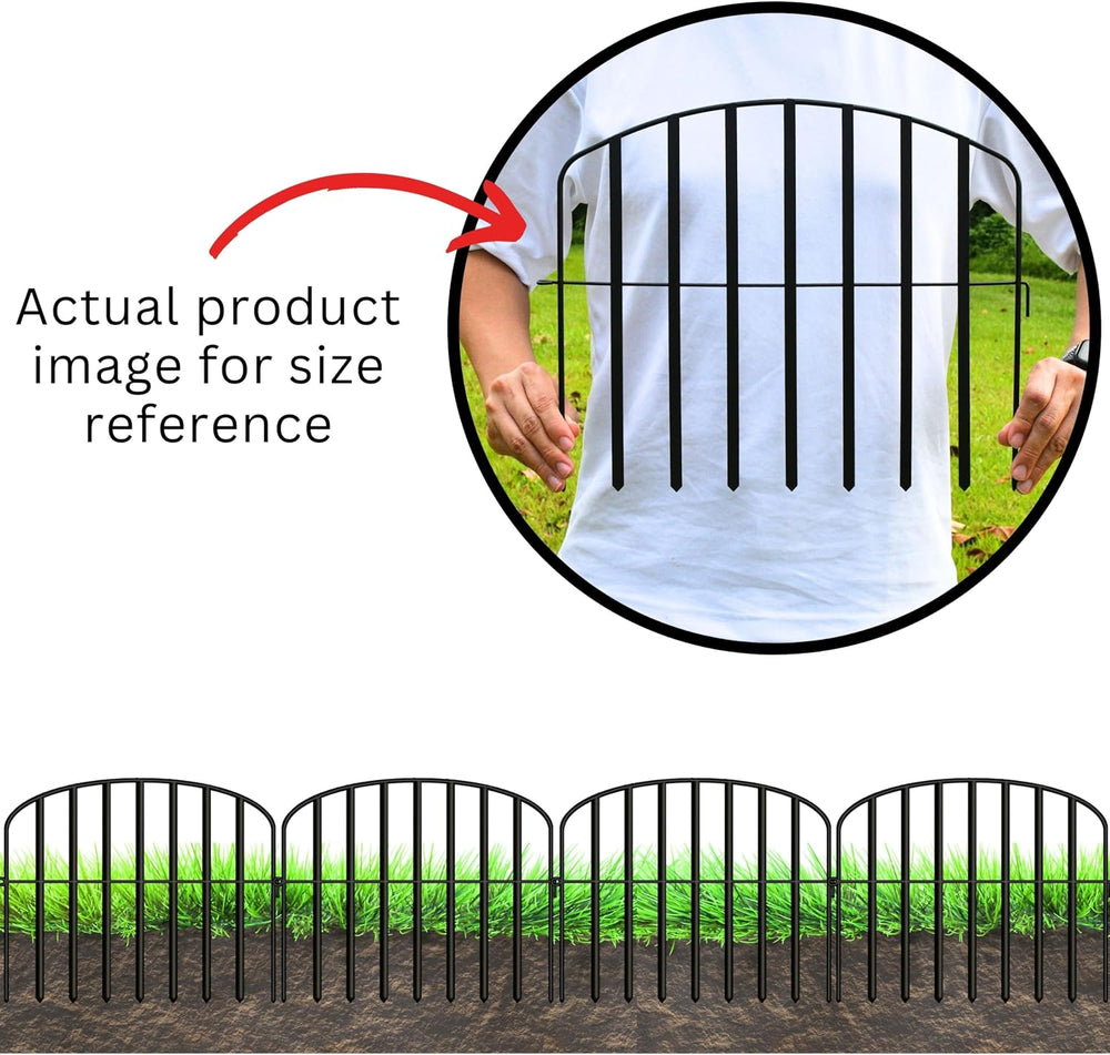 ShopLaLa Decorative Fence (20 Panels) 13in(L) x 16.5in(H) Rustproof Black Met...