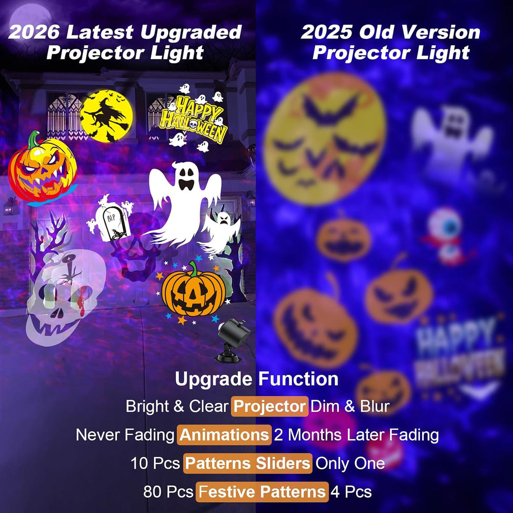 2026 Upgraded Halloween Projector, 8 Patterns (Ocean Wave & Patterns),8 T...