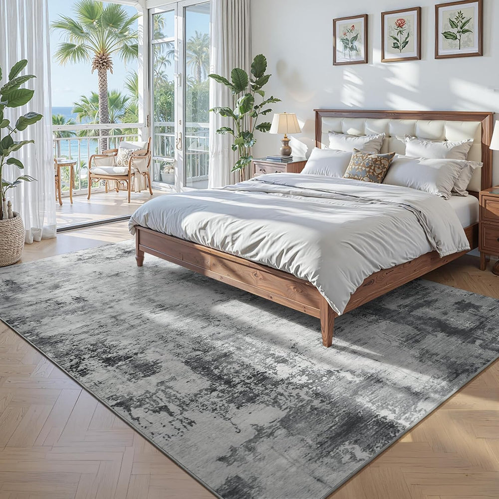 Beraliy Washable 6x9 Abstract Area Rugs for Living Room Bedroom, Grey