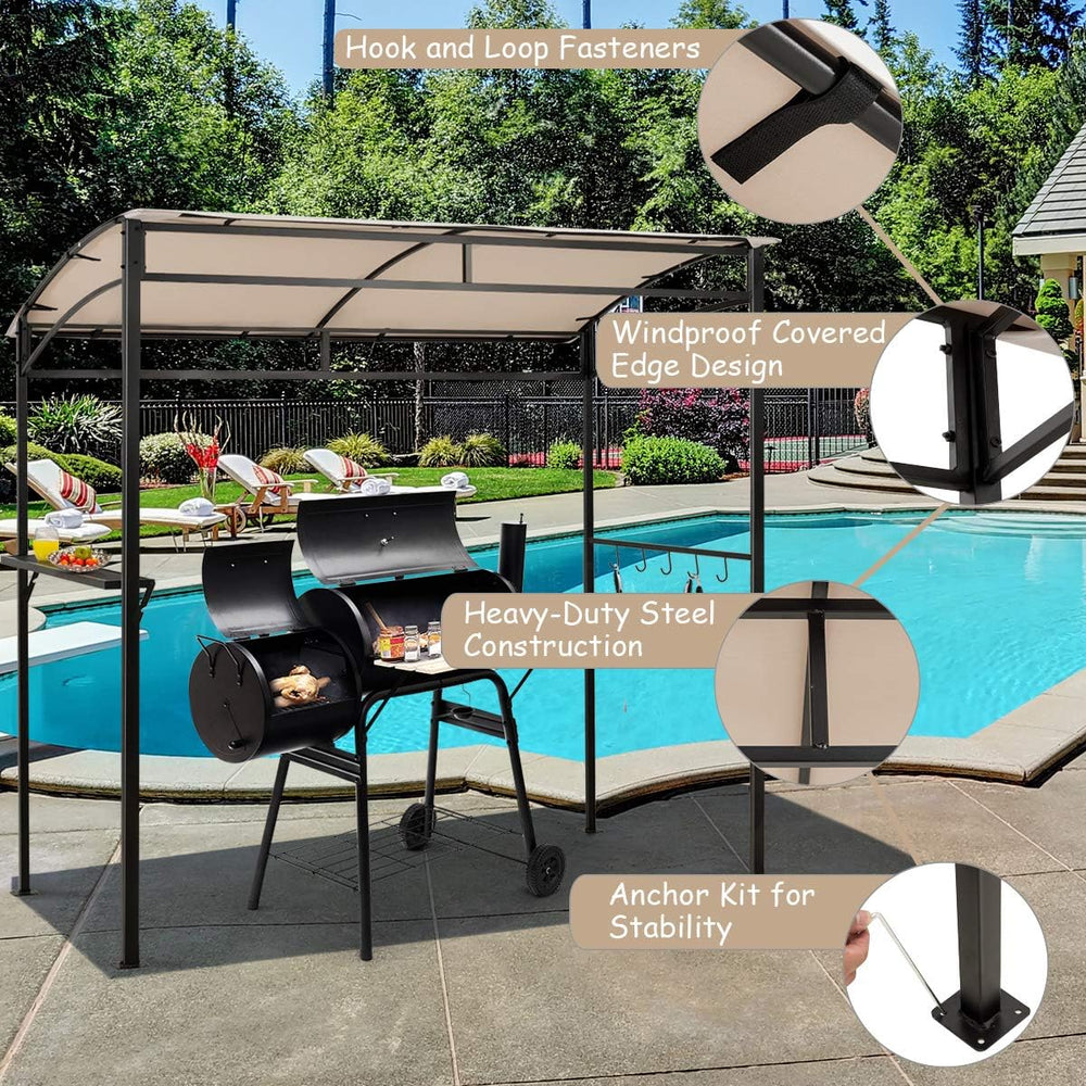 Tangkula 7ft Grill Gazebo, Patio Barbecue Canopy with Serving Shelf and Stora...